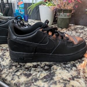 Black Sneakers with Leather Upper
